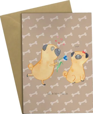 Produktbild von Mr. & Mrs. Panda Grußkarte Mops Verliebt - Hundeglück - Geschenk, Sprüche, dankeskarten, weihnachtskarten, Hund, Liebe, glückwunschkarten, Partner, Knuffig