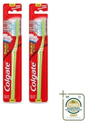 Produktbild von 2 x Colgate Double Action Zahnbürste Medium - Vorratspackung - 2 Stücke