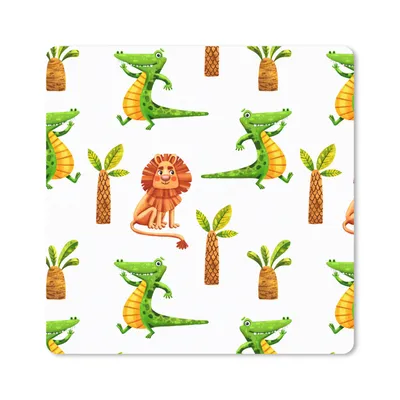 Produktbild von MuchoWow® Mauspad Mousepad Dschungel - Tiere - Palmen 20x20 cm - Mousepads - Maus Mat - Pad - Mausunterlage - Desk Mat - Bureauartikeln