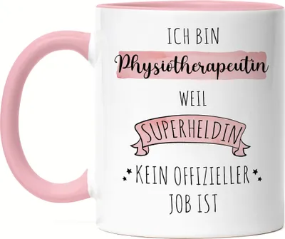 Produktbild von Ich Bin Physiotherapeutin Weil Superheldin Kein Anerkannter Job Ist Tasse Rosa Geschenk Danke Sagen