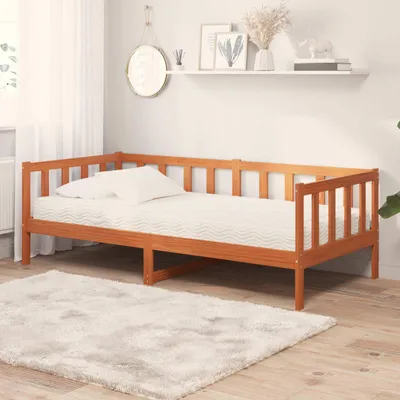 Produktbild von Tag-Bett mit Matratze Wachsbraun und Weiß 90 x 200 cm
