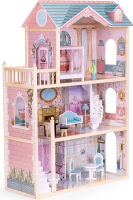 Immagine prodotto di Grande casa delle bambole in legno, 3 piani, 11 mobili, ECOTOYS