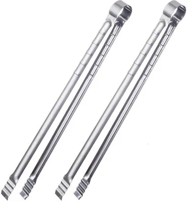 Immagine prodotto di Ibenzoa® Pinze da cucina extra lunghe – set da 2 (45 cm), 100% acciaio inossidabile, impugnature antiscivolo, lavabili in lavastoviglie, colore argento – ideali per barbecue e cucina