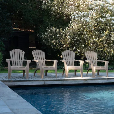Image de Lot de 4 Fauteuils  Adirondack de jardin en résine empilables Taupe