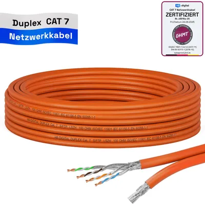 Produktbild von hb-digital Netzwerkkabel CAT 7 Duplex 5m max. 1000 MHz S/FTP LSZH AWG23 orange