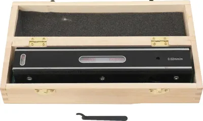 Obrázok produktu pre Mechanický nivelačný prístroj, presnosť 0,02 mm/m, materiál liatina, rozmery 275x85x65 mm, hmotnosť 2,33 kg, konštrukcia základne s V-drážkou