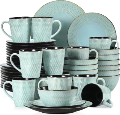 Image de Averto Service de table - 48 pièces - 12 personnes - Bosvert - Assiettes plates, assiettes creuses & assiettes à déjeuner - Vaisselle élégante en céramique