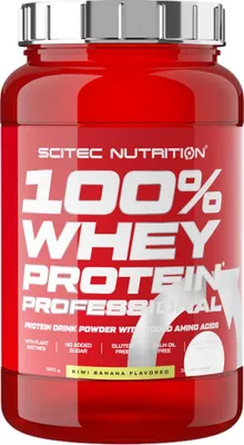 Image de Scitec Nutrition 100% Whey Protein Professional 920 g kiwi-banane / Protéine de lactosérum / Savoureuse protéine de lactosérum avec acides aminés ajoutés, enrichie en enzymes digestives