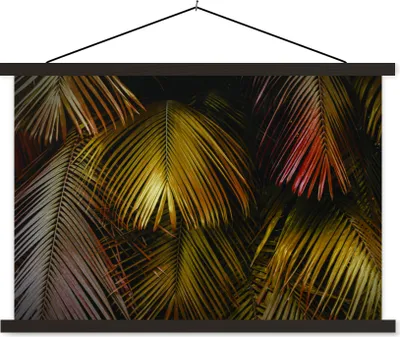 Produktbild von MuchoWow® Textilposter Dschungel - Blätter - Gold 150x100 cm mit schwarzem Rahmen - Schlafzimmer