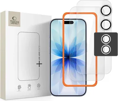 Obrázek produktu pro Tech-Protect Easy Set+ 3-Pack tvrzené sklo pro Iphone 17 - čiré