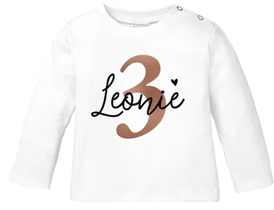 Produktbild von personalisiertes Baby Langarmshirt Geburtstags-Shirt personalisierbar mit Namen Alter 1-3 Junge/Mädchen SpecialMe® 3 Jahre weiß 56/62 (1-3 Monate)