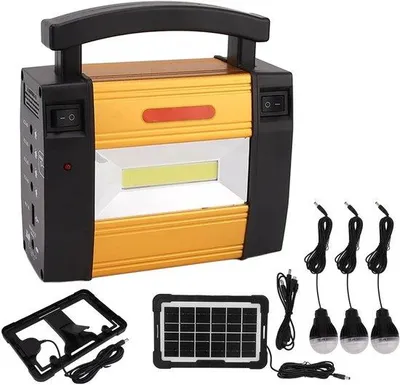 Immagine prodotto di Generatore solare con illuminazione a LED portatile, batteria da 5000 mAh con pannello solare, lampada per emergenze da esterno