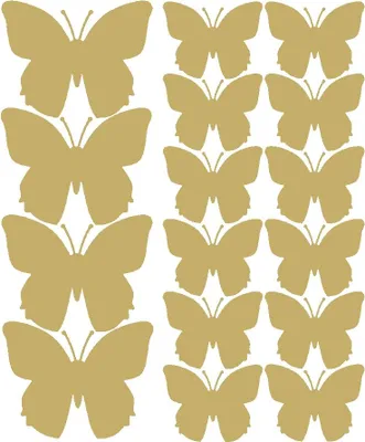 Produktbild von Wandaufkleber Schmetterlinge, 32 Stück, mattgold
