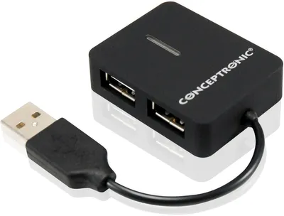 Produktbild von CONCEPTRONIC 4-Port Hub USB-A2.0->4xA2.0          o.Netz. sw