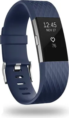 Produktbild von Strap-it Fitbit Charge 2 Diamant Silikon Armband (Dunkelblau) - Große: M/L