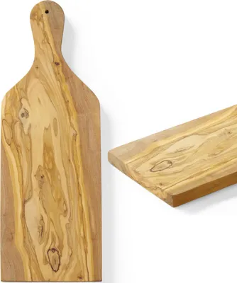 Produktbild von Servierbrett aus Olivenholz mit Griff 400 x 140 x 18 mm - Hendi 505250