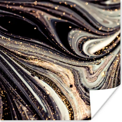 Produktbild von MuchoWow® Poster Marmoroptik - Schwarz - Gold - Weiß - Glitter - Marmor 50x50 cm - Wohnzimmerdekoration