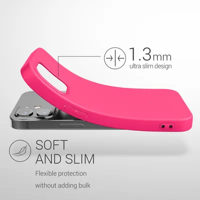 Produktbild von kwmobile Hülle kompatibel mit Apple iPhone 12 mini Hülle - weiches TPU Silikon Case - Cover geeignet für kabelloses Laden - Neon Pink