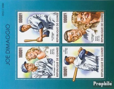 Produktbild von Briefmarken Guinea 2015 Mi 11353-11356 Kleinbogen (kompl. Ausgabe) postfrisch Joe DiMaggio