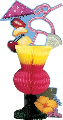 Produktbild von Tropischer Cocktail Tischaufsteller Hawaii-Tischdeko bunt 33cm