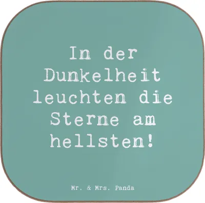 Produktbild von Mr. & Mrs. Panda Tassenuntersetzer Spruch Angst vor Dunkelheit überwinden - Meeresbrise - Geschenk, Trost, Licht in der, emotionale Unterstützung, Untersetzer für Gläser