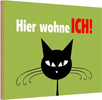 Produktbild von vianmo Holzschild 20x30 cm Katze hier wohne ich Tier Haustier
