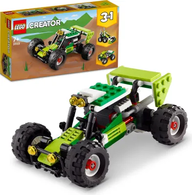 Produktbild von LEGO 31123 Creator 3-in-1 Geländebuggy, Quad, Kompaktlader, Spielzeug-Fahrzeuge für Kinder ab 7 Jahre, Bagger, Spielzeugauto