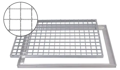 Produktbild von Gleitschutz Gitterrost 75x50cm Maschenrost 30/30 mit ALU Einbaurahmen Zarge Schuhabstreifer