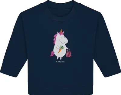 Produktbild von Mr. & Mrs. Panda Organic Baby Pullover Einhorn Gemüse 12. - 18. Monat - French Navy - Geschenk, Unicorn, Wochenmarkt, Einhörner, Biomarkt, Bullover