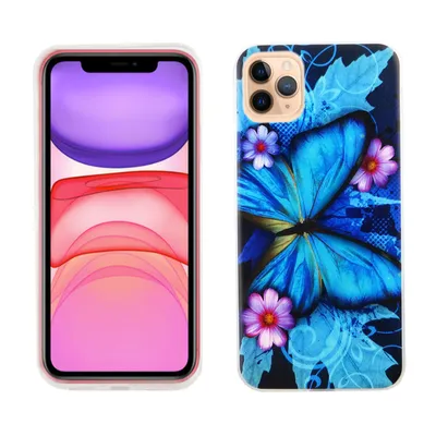 Image de Coque de protection pour iPhone 11, motif papillon, couleur bleue