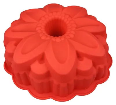 Produktbild von Gugelhupf Backform aus Silikon in Blumenform (Rot), Silikonbackform Blume Backform, Gugelhupfform, Kuchenform aus Silikon, Form, Silikonform