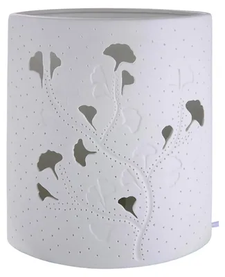 Produktbild von Gilde Tischleuchte, "Ginkgo", Ginkgomotiv, Porzellan, weiß, VE 1, L. 9 cm, B. 17 cm, H. 20 cm 32194 4063387321942