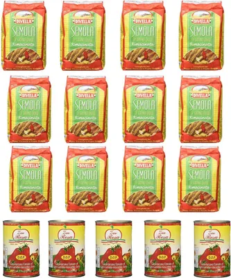 Produktbild von 12x Divella Hartweizengrieß Hartweizengries 1kg + 5x Zia Rosa DOP Pomodoro San Marzano Tomate aus Kampanien Dose von 400g