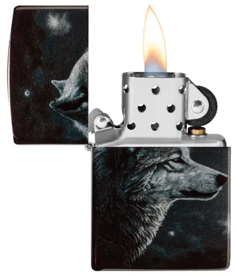 Produktbild von Zippo Feuerzeug 540 Tumbled Chrome, Wolves Design, unbefüllt, Benzinfeuerzeug