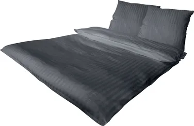 Produktbild von Bettwäsche 135x200 + 80x80 Satin HOTEL DAMAST Premium Baumwolle 2 teilig Anthrazit