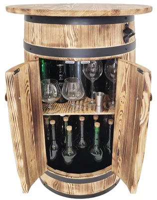 Immagine prodotto di Bar con botti in legno con ripiani e ante, mobile bar