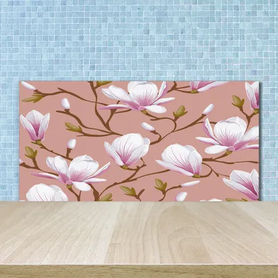 Produktbild von Tulup® Küchenrückwand Spritzschutz aus Glas -100x50 -Spritzschutz auf gehärtetes GlasDeko Blumen & Pflanzen Magnolie