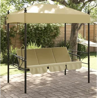 Produktbild von Hollywoodschaukel mit Dach Sandfarben Stahl, Gartenschaukel, Garten Schaukel, Schaukelgestell, Schaukel Garten, Schaukelgerüst - 4008899
