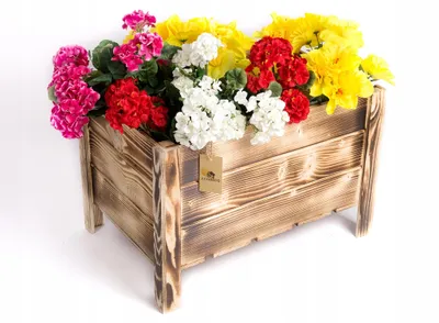 Image de Jardinière surélevée ECODECO pour balcon, jardinières surélevées en bois pour jardin et terrasse, jardinière surélevée pour balcon 40 x 37 x 60 cm, traitée au four