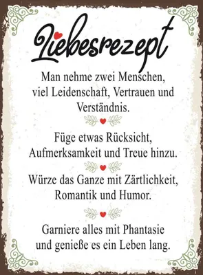Produktbild von vianmo Holzschild 40x30 cm Liebesrezept man nehme 2 Menschen Spruch Zitat