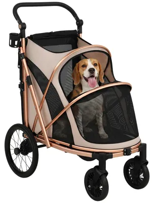 Image de Chariot pour chien pliable - Pour chiens de taille moyenne - Jusqu'à 20 kg - Couleur kaki