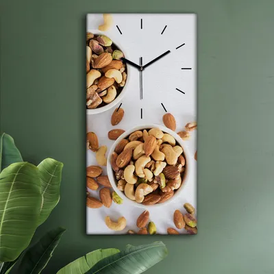 Produktbild von Wohnzimmer Leinwand Uhr Geräuschlos Küche 30x60 Nüsse, Motive, schwarze Zeiger