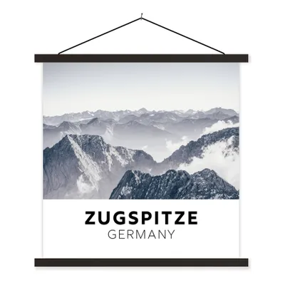 Produktbild von MuchoWow® Textilposter Deutschland - Berge - Wolken 120x120 cm mit schwarzem Rahmen - Aufhängungsset
