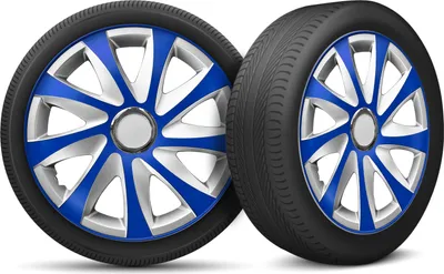 Produktbild von Auto Radkappen Radzierblenden 4er Set passend für alle Stahlfelgen - einstellbarer Sicherungsring - 14 Zoll - Silber Blau