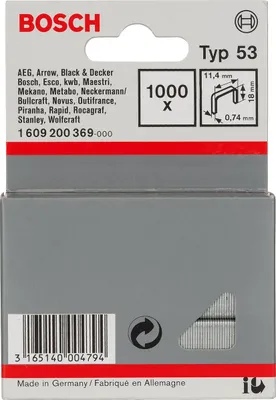 Image de Agrafes Bosch 1000 18/11,4 mm Type