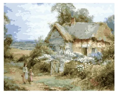Malen nach Zahlen, Landhaus, 40x50 cm, gerahmt, Erwachsene