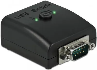 Produktbild von DeLOCK RS-232 Umschalter und Verteiler 1 x Seriell DB9 zu 2 x USB 2.0 Typ-B bidirektional, USB 2.0 Type-B, DB9, Schwarz