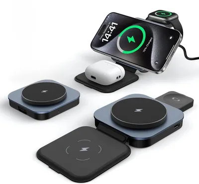 Zdjęcie produktu dla Bezprzewodowa ładowarka indukcyjna MagSafe 3 w 1 do urządzeń Apple, szybka ładowarka do iPhone'a, Apple Watch i AirPods