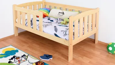 Produktbild von Kinderbett / Juniorbett Kiefer massiv Vollholz natur 96, inkl. Lattenrost - 90 x 160 cm (B x L)