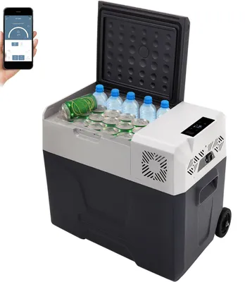 Produktbild von Tragbarer Autokühlschrank - 50 Liter - Kompressorkühler - 12/24V und 110-240V - Für Camping und Reisen